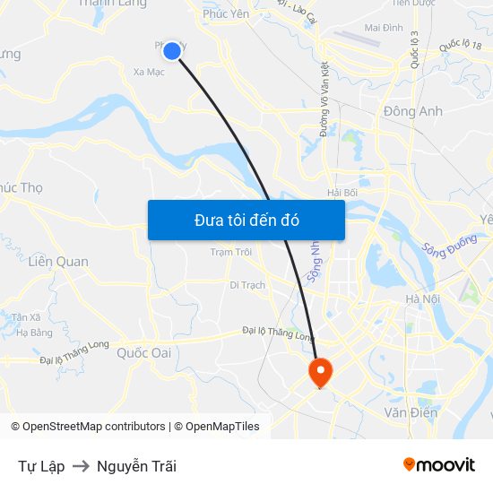 Tự Lập to Nguyễn Trãi map
