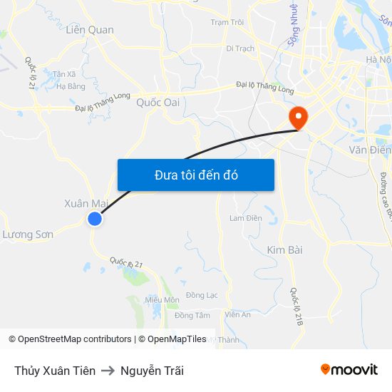 Thủy Xuân Tiên to Nguyễn Trãi map