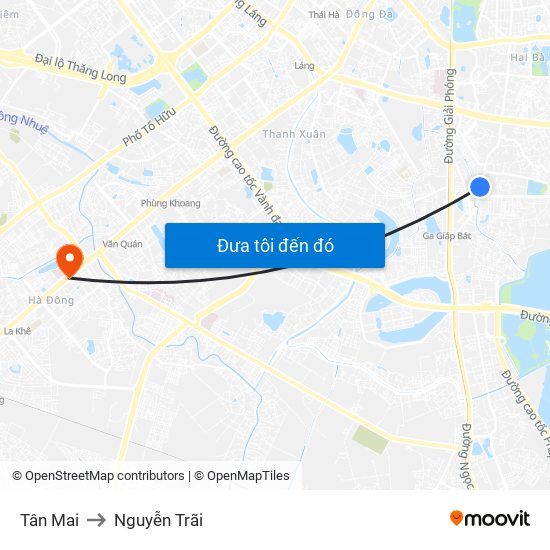 Tân Mai to Nguyễn Trãi map