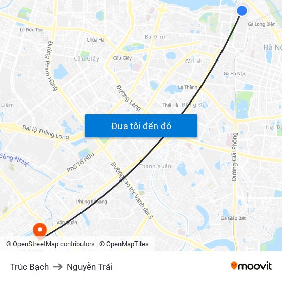 Trúc Bạch to Nguyễn Trãi map