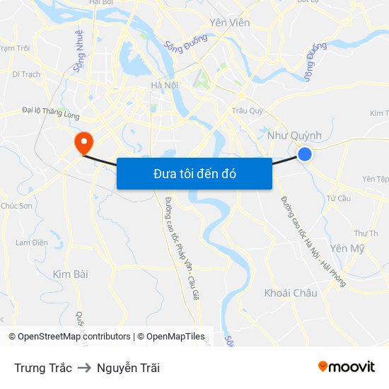 Trưng Trắc to Nguyễn Trãi map