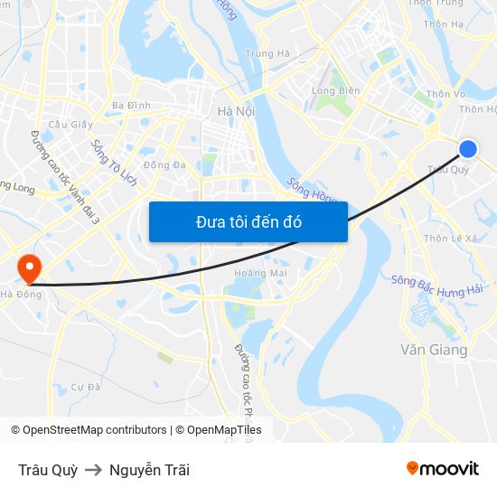 Trâu Quỳ to Nguyễn Trãi map