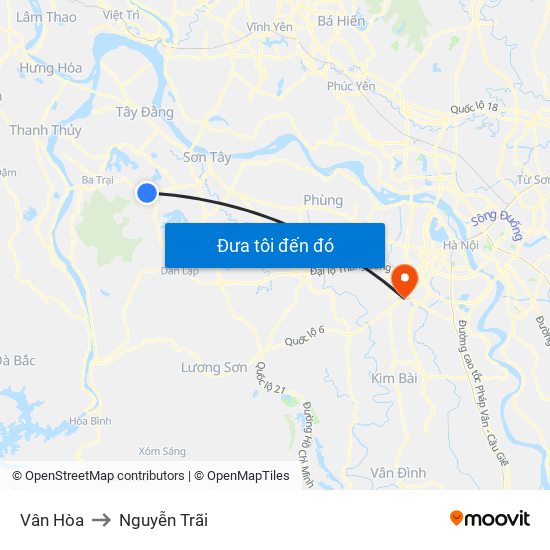 Vân Hòa to Nguyễn Trãi map