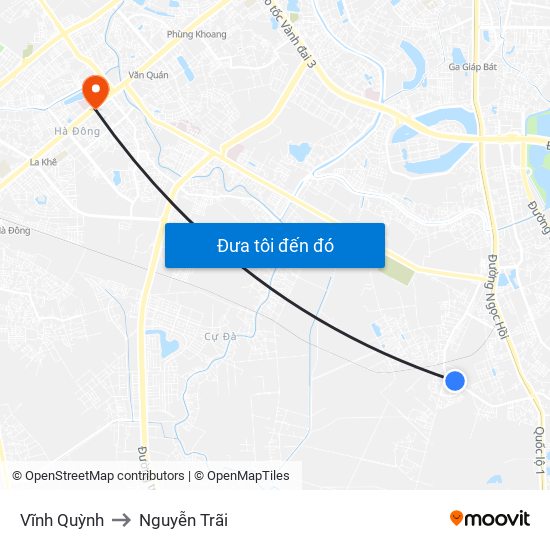 Vĩnh Quỳnh to Nguyễn Trãi map