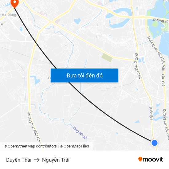 Duyên Thái to Nguyễn Trãi map