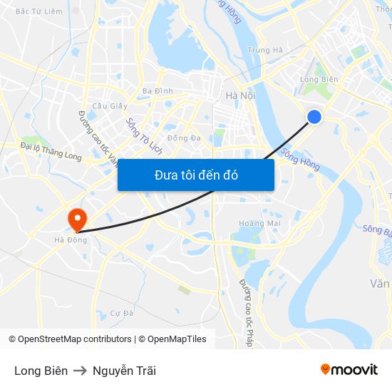 Long Biên to Nguyễn Trãi map