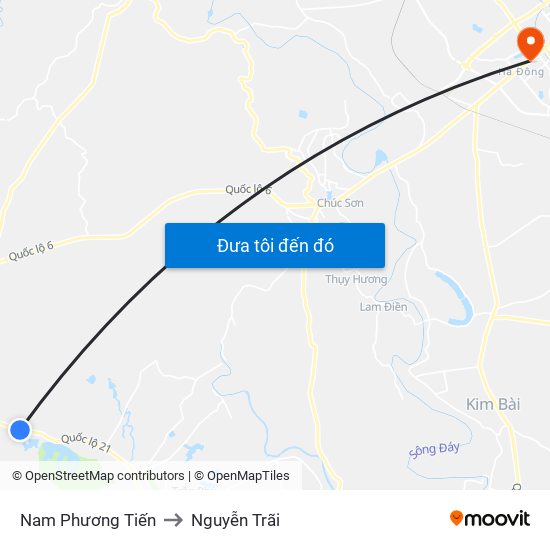 Nam Phương Tiến to Nguyễn Trãi map