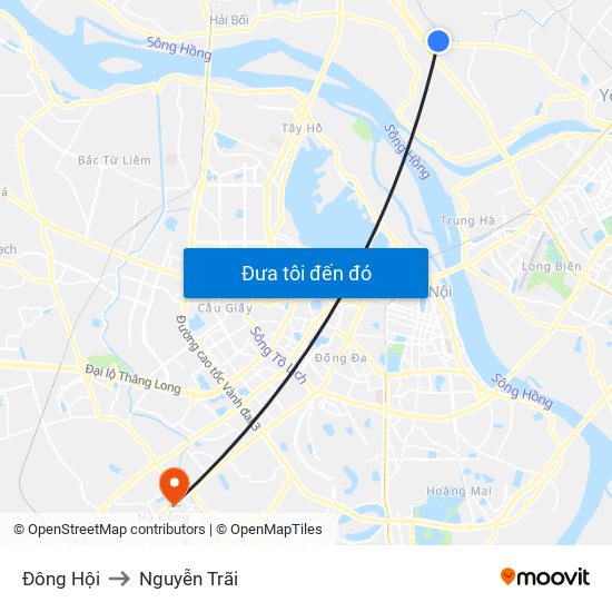 Đông Hội to Nguyễn Trãi map