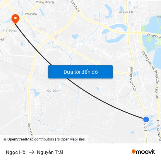 Ngọc Hồi to Nguyễn Trãi map