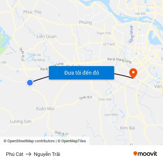 Phú Cát to Nguyễn Trãi map