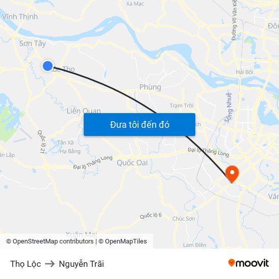 Thọ Lộc to Nguyễn Trãi map