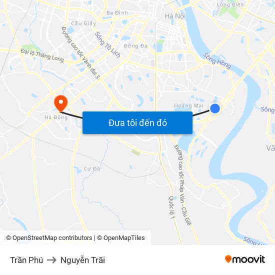 Trần Phú to Nguyễn Trãi map