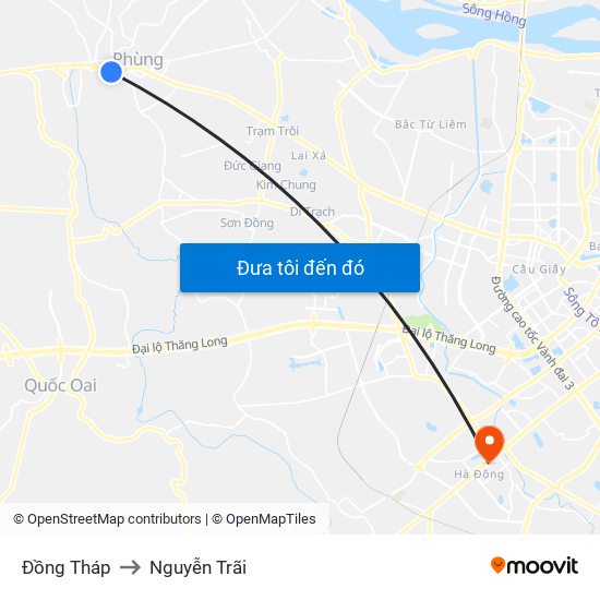 Đồng Tháp to Nguyễn Trãi map