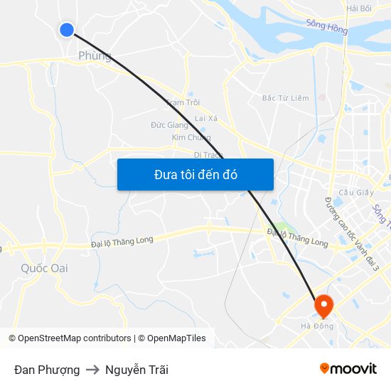 Đan Phượng to Nguyễn Trãi map