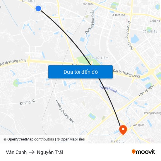 Vân Canh to Nguyễn Trãi map