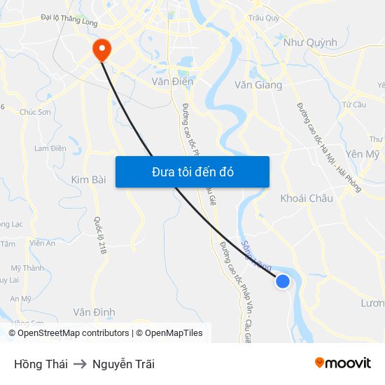 Hồng Thái to Nguyễn Trãi map