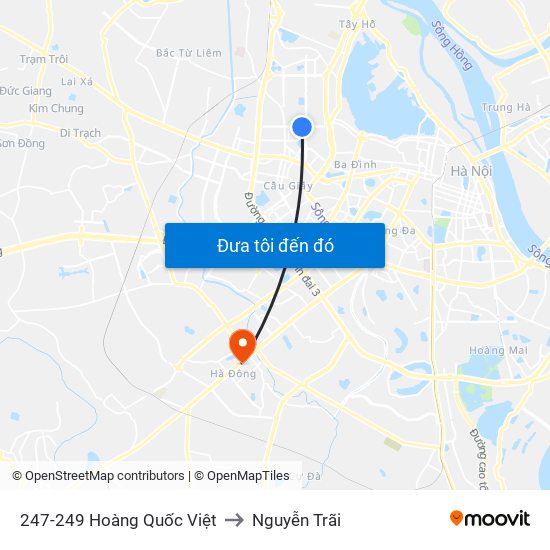 247-249 Hoàng Quốc Việt to Nguyễn Trãi map