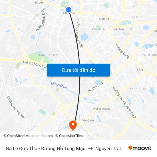 Ga Lê Đức Thọ - Đường Hồ Tùng Mậu to Nguyễn Trãi map