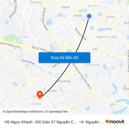 Hồ Ngọc Khánh - Đối Diện 37 Nguyễn Chí Thanh to Nguyễn Trãi map