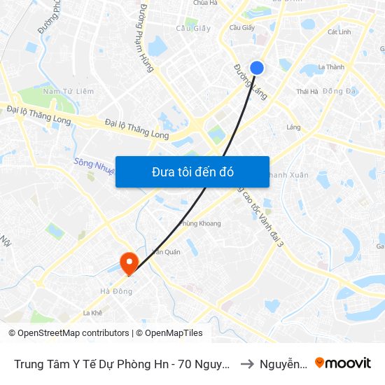 Trung Tâm Y Tế Dự Phòng Hn - 70 Nguyễn Chí Thanh to Nguyễn Trãi map