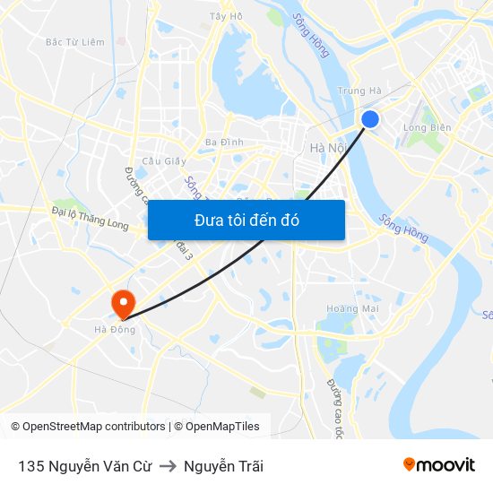 135 Nguyễn Văn Cừ to Nguyễn Trãi map