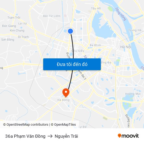 36a Phạm Văn Đồng to Nguyễn Trãi map