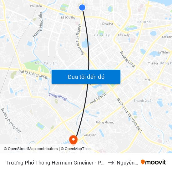 Trường Phổ Thông Hermam Gmeiner - Phạm Văn Đồng to Nguyễn Trãi map