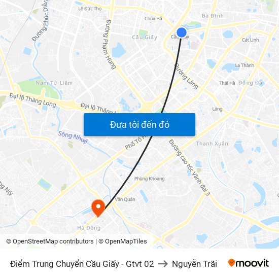Điểm Trung Chuyển Cầu Giấy - Gtvt 02 to Nguyễn Trãi map