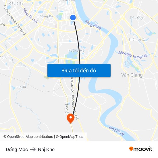 Đống Mác to Nhị Khê map