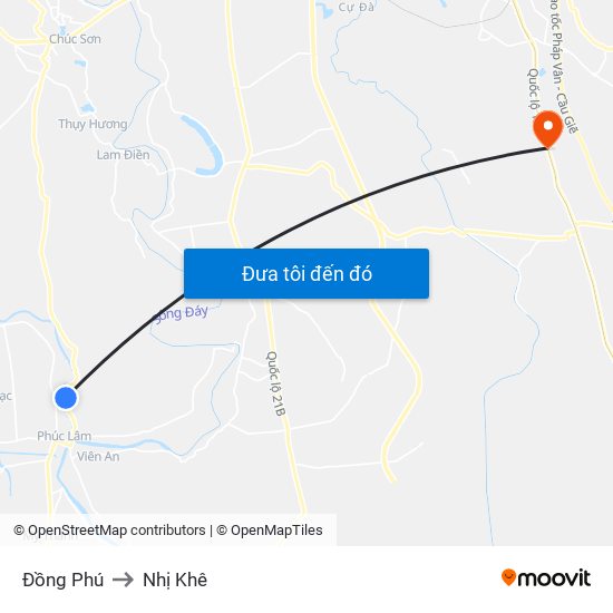 Đồng Phú to Nhị Khê map