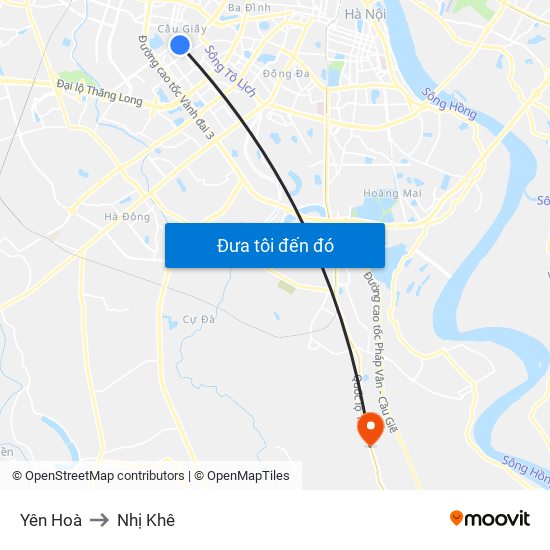 Yên Hoà to Nhị Khê map