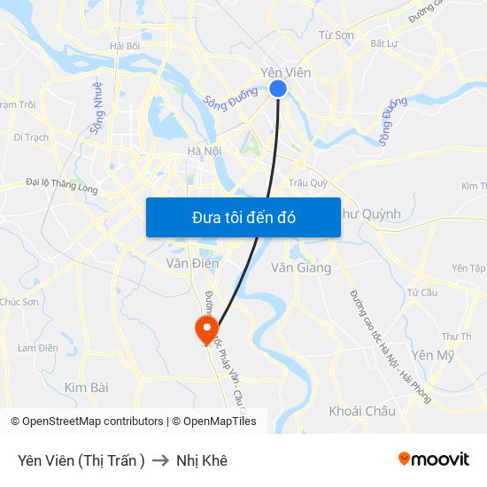 Yên Viên (Thị Trấn ) to Nhị Khê map