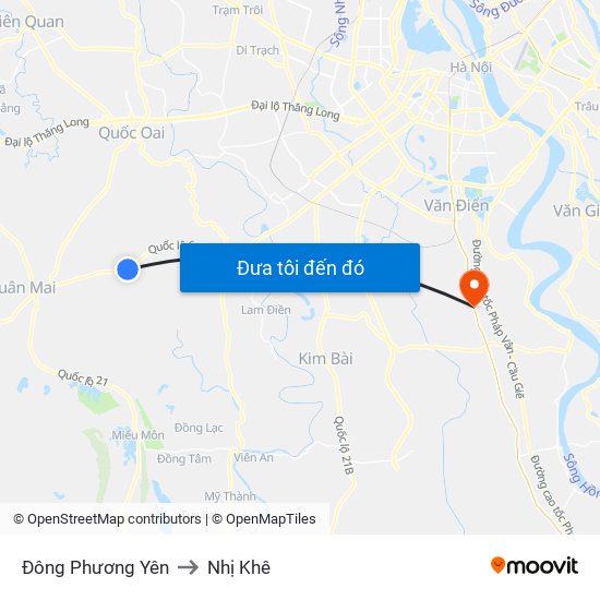 Đông Phương Yên to Nhị Khê map