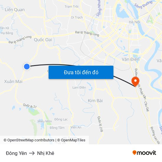 Đông Yên to Nhị Khê map