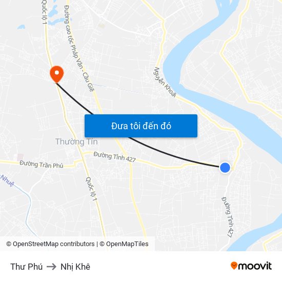 Thư Phú to Nhị Khê map