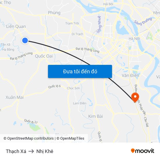 Thạch Xá to Nhị Khê map