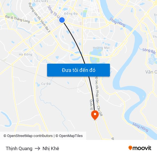 Thịnh Quang to Nhị Khê map