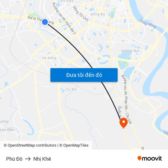 Phú Đô to Nhị Khê map
