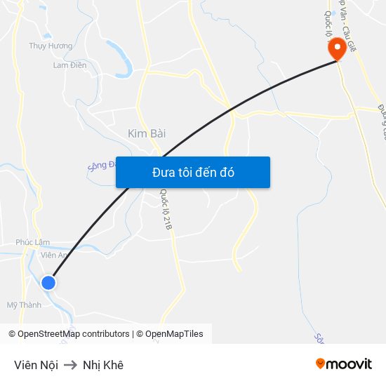 Viên Nội to Nhị Khê map