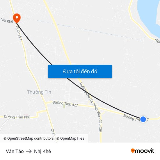 Vân Tảo to Nhị Khê map