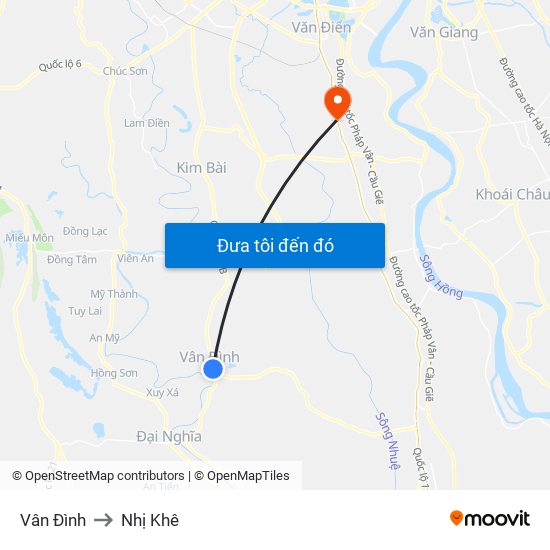 Vân Đình to Nhị Khê map