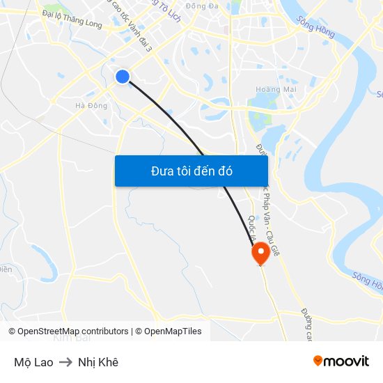 Mộ Lao to Nhị Khê map