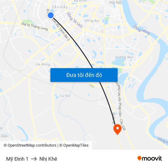 Mỹ Đình 1 to Nhị Khê map