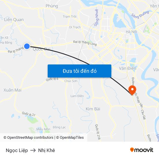 Ngọc Liệp to Nhị Khê map