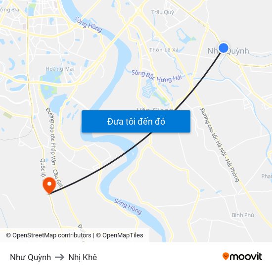 Như Quỳnh to Nhị Khê map