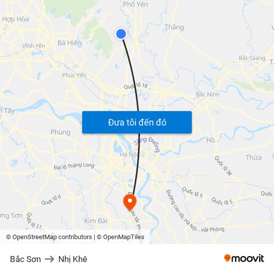 Bắc Sơn to Nhị Khê map