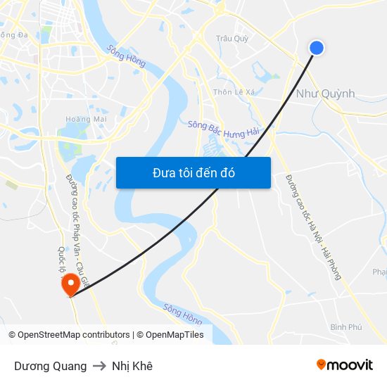 Dương Quang to Nhị Khê map