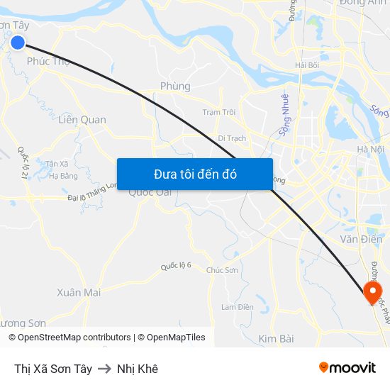 Thị Xã Sơn Tây to Nhị Khê map