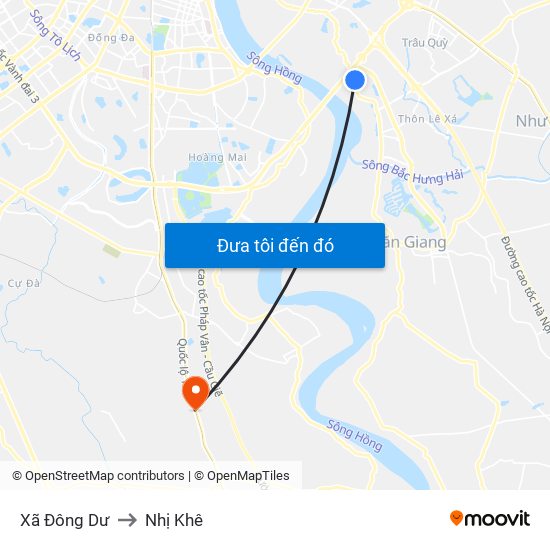 Xã Đông Dư to Nhị Khê map