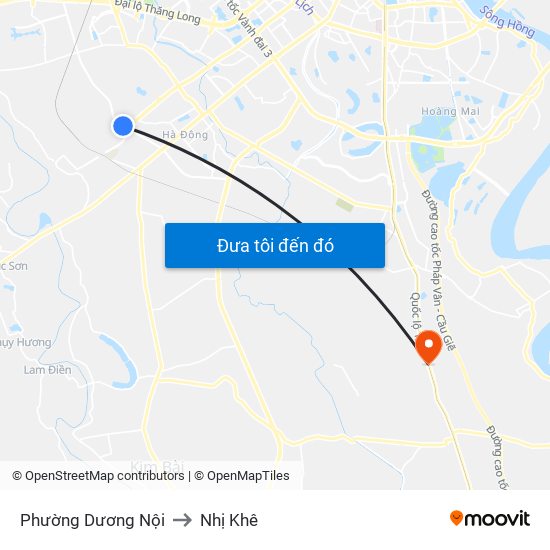 Phường Dương Nội to Nhị Khê map